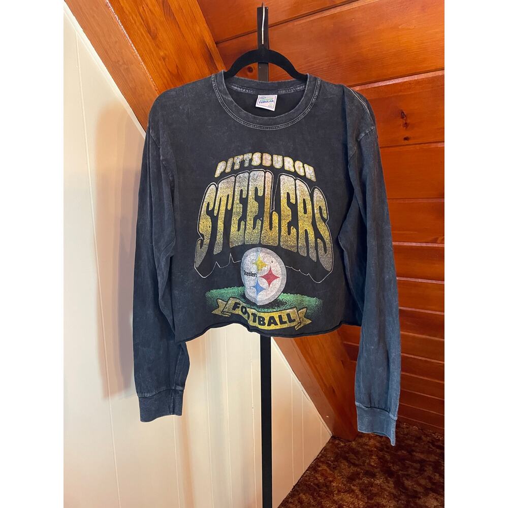 Women's Pittsburgh Steelers '47 Vintage Style VTG Wash Long Sleeve T-shirt sz XL
